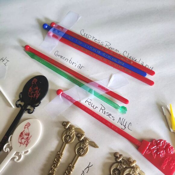 37 Pcs Swizzle Stir Sticks Barware Hotel Restaurant Travel Lodge Vtg Advertising - Picture 9 of 16